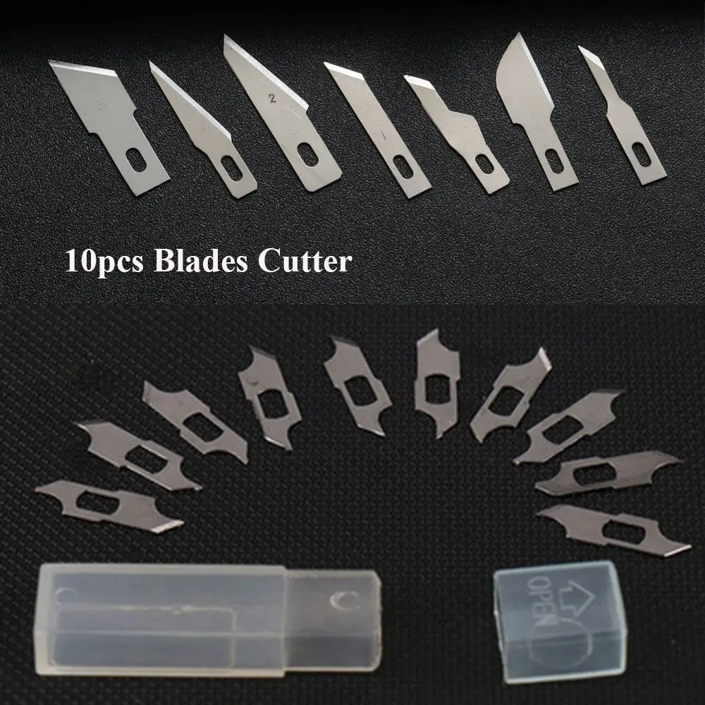 10pcs/set Accessories Hand Tools Non-Slip Craft Knives Scalpel Knife Parts PCB Repair 10pcs Blades Cutter