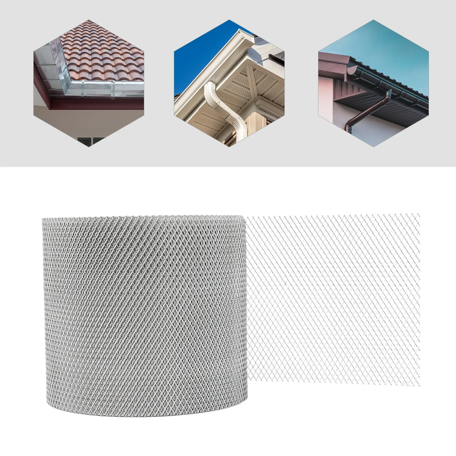 واقي مزراب ألومنيوم فضي حديث مقاس 5 بوصة × 100 قدم لحماية فعالة من الأوراق