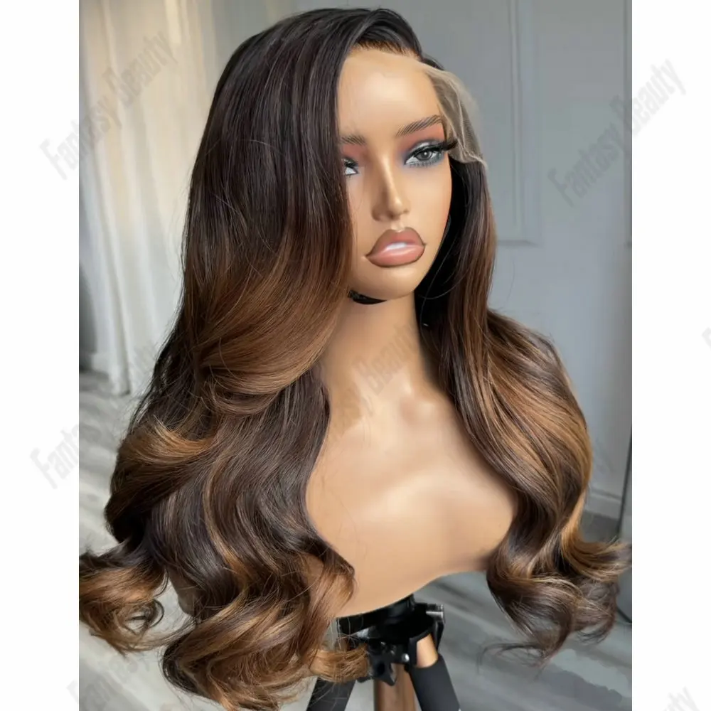 

Парик Remy Peruvian 13x6 с кружевной передней частью, из натуральных человеческих волос, с боковой челкой, естественная линия роста волос, светло-коричневый с мелированием, свободные волны, парик 5x5HD с кружевом для женщин