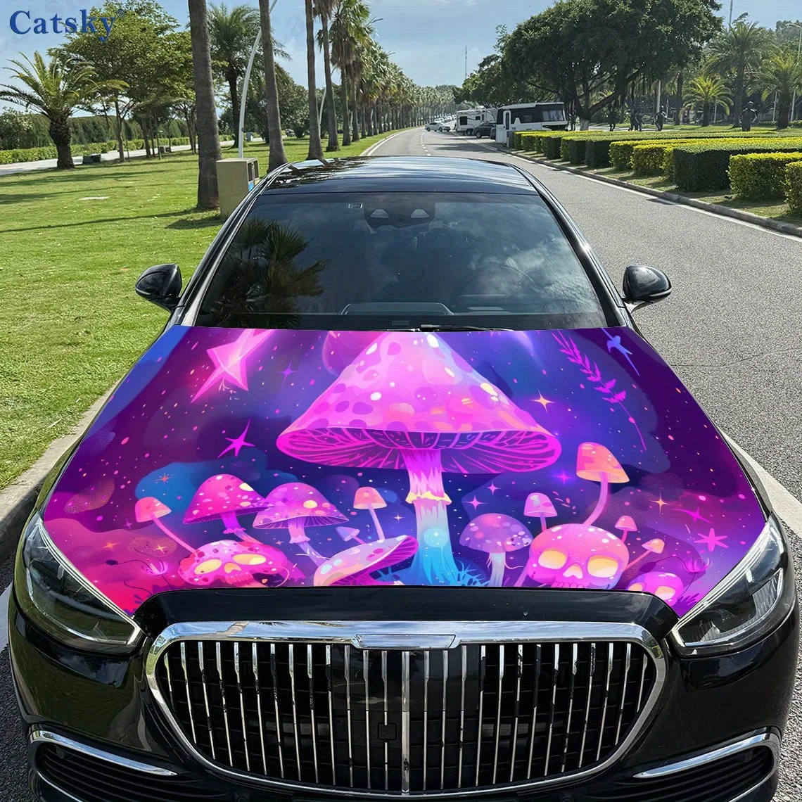 

Magic mushroom print,car hood stickers,PVC waterproof Self adhesive car hood sticker,car hood decoration protection stickers,Aut
