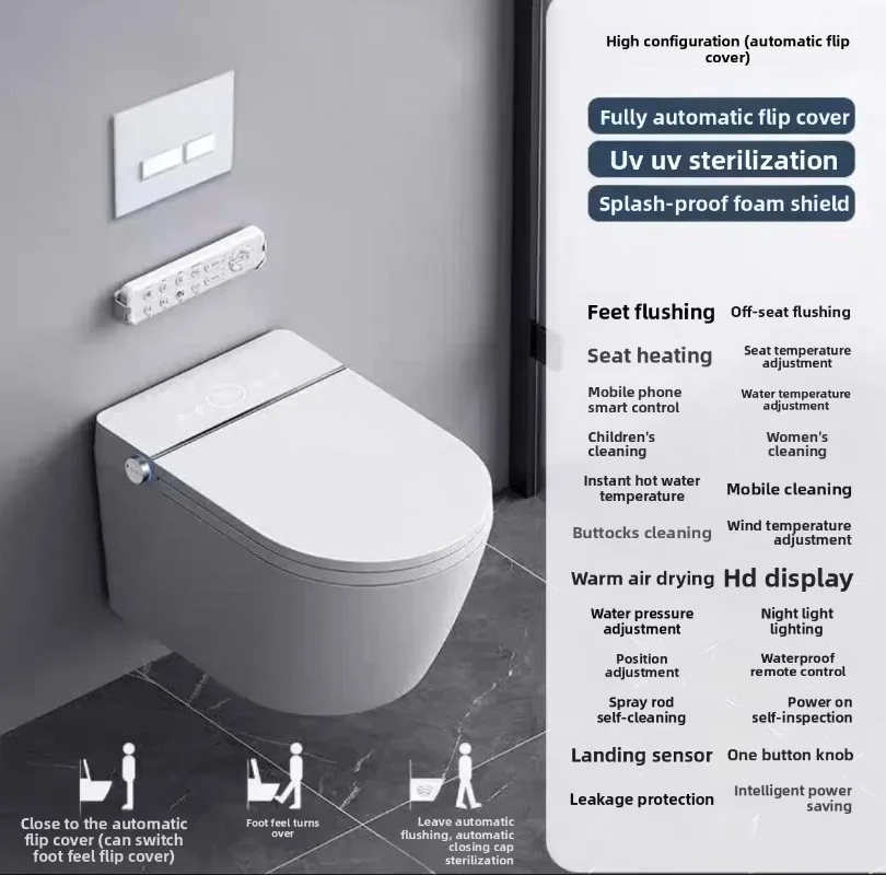 Smart wall hung toilet and bidet black direct hot selling smart heated bidet without water tank