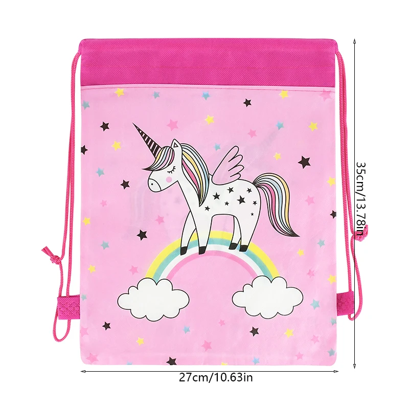 1pc Unicorn Theme Party Non-woven Fabrics Drawstring Bag Kids Birthday Party Gifts  Backpack Bags