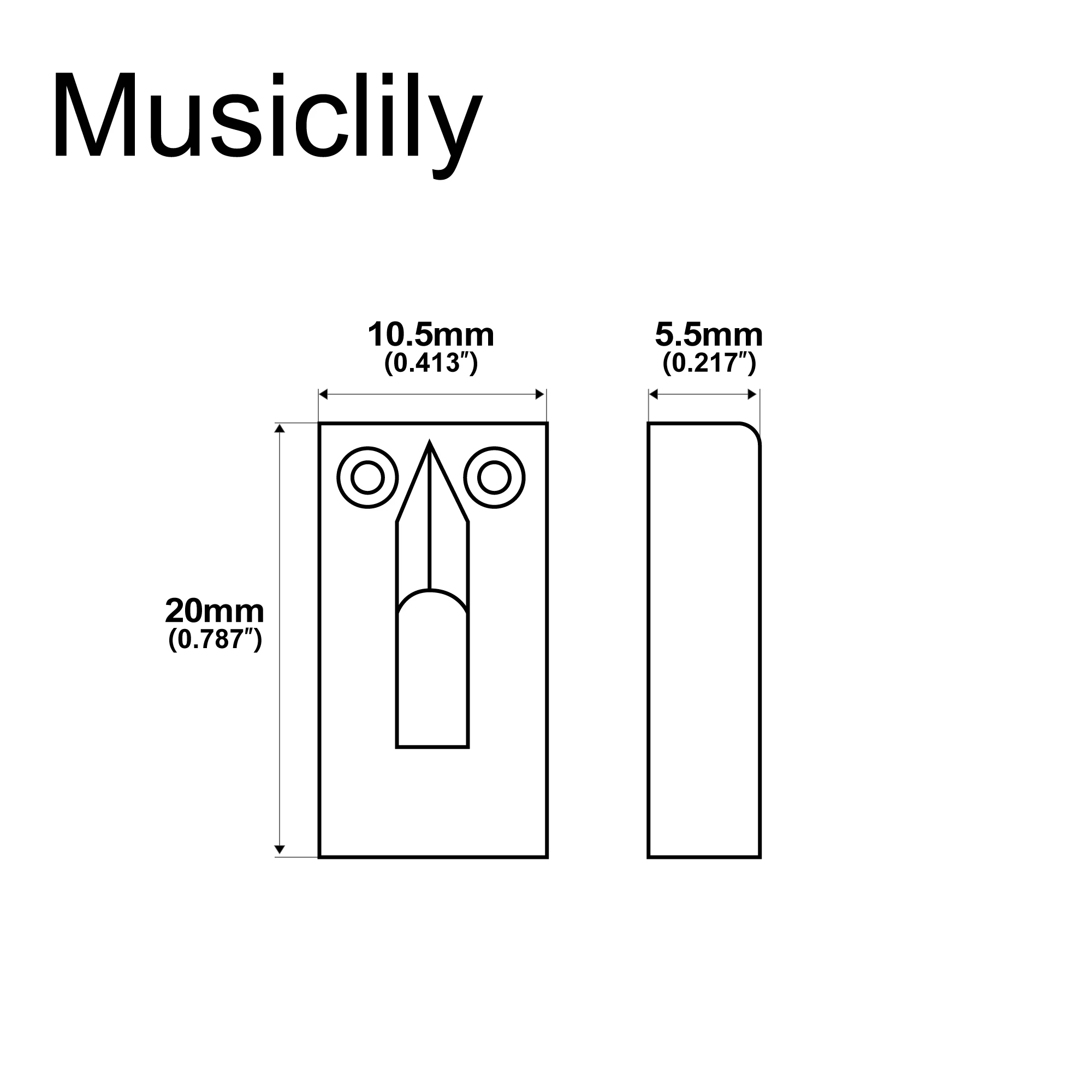Musiclily Basic 10.5mm Rectangle Tremolo Guitar Bridge Saddles for Electric Guitar (Set of 6)