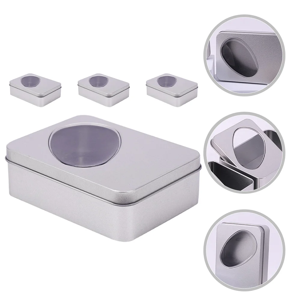 

Christmas Cookie Tins with Lids Clear Window Tinplate Candy Boxes Gift Storage Container Biscuit Box Cookie Tins with Lids