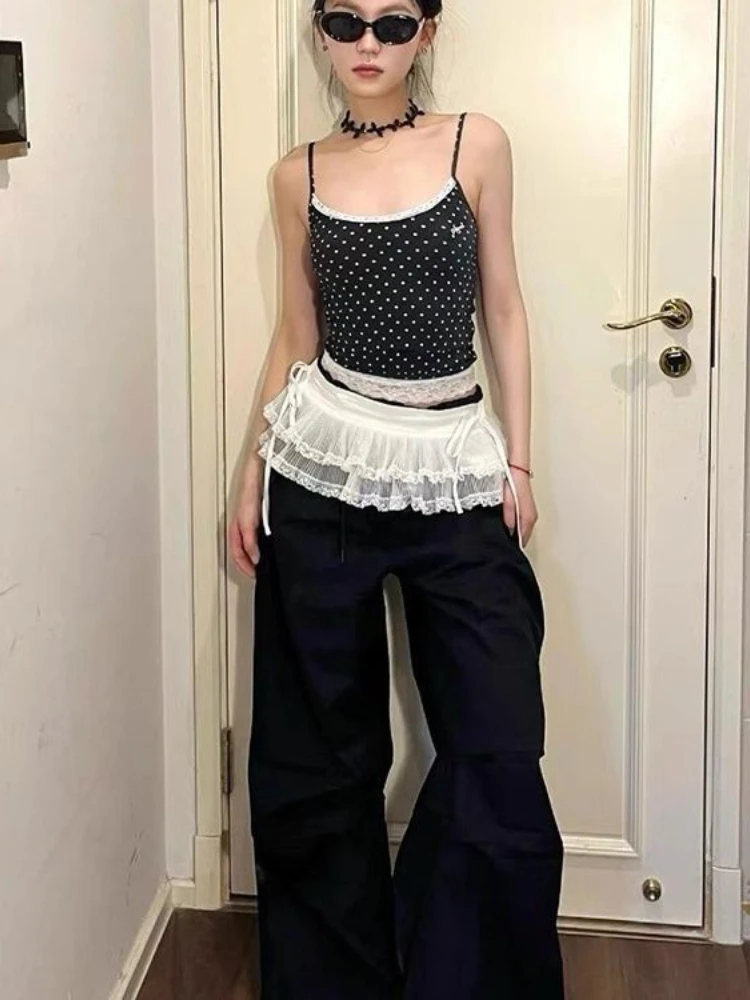 

Lace Mini Skirts Women Elegant Sweet Lolita Short Skirts High Waist Y2k Streetwear Ruffle Skirts Lace Trim Butt Curtain Skirt