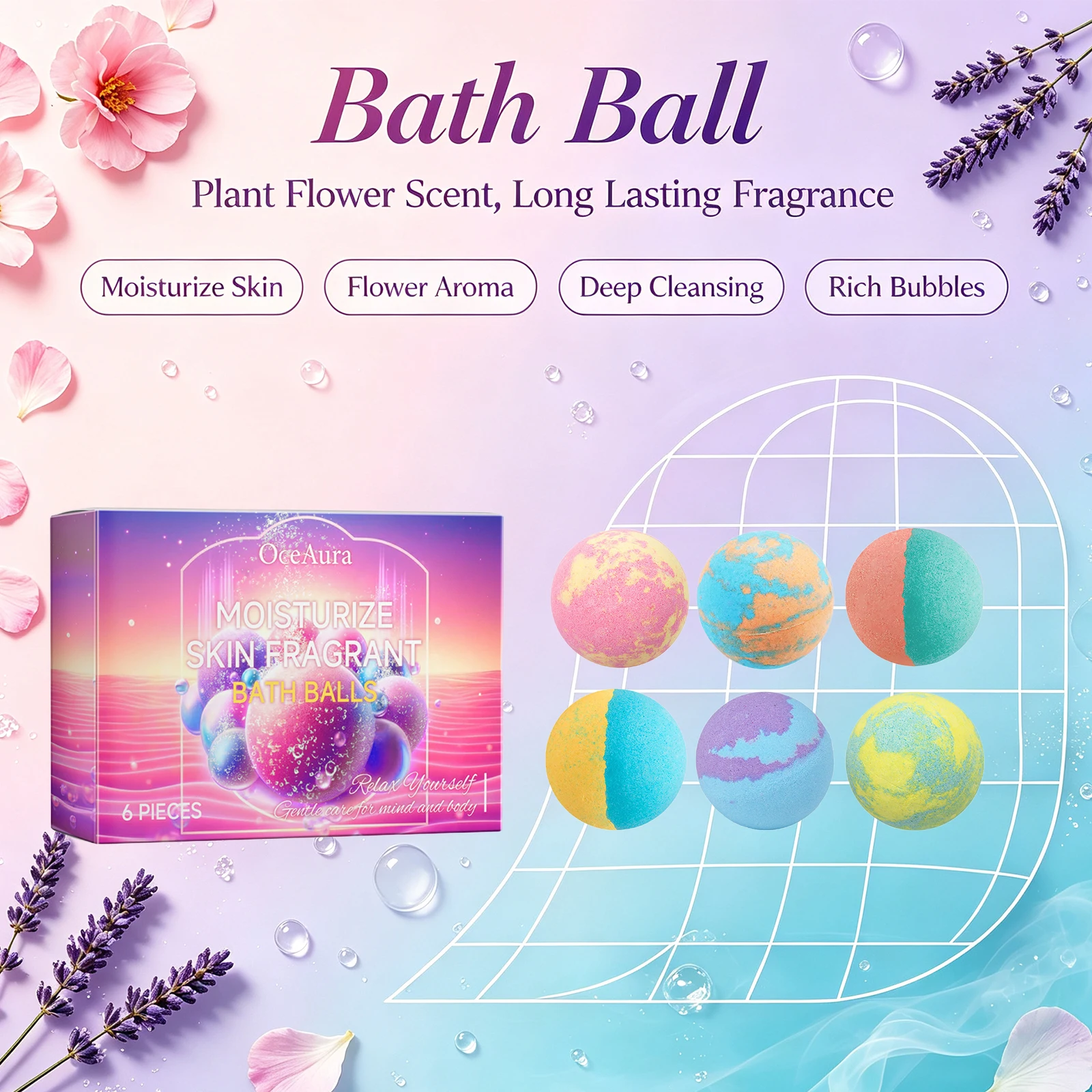 Bath Ball Set Bubble Bath Balls Moisturizing Nourishing Lasting Fragrance Deep Cleansing Skin Bath Ball Holiday Gift Set