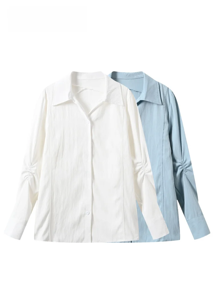 

Loose Long Sleeve Collar Shirt for plus Size Women Spring Fashionable Versatile Casual Cotton High Waist Design