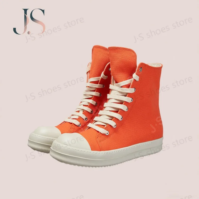 

Classic Orange Canvas Shoe Brand Ro Sneakers Men Boots High Top Canvas Shoes Women Casual Sneaker Luxury Lace Up Flat Ankle Boot