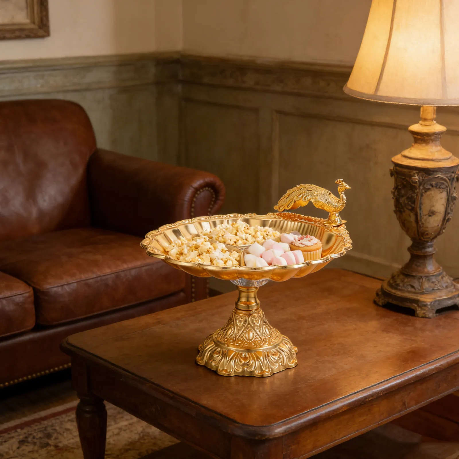 

Peacock Shape Metal Candy Dish Vintage European Fruit Tray Party Snack Plate Cookie Storage Bowl Home Buffet Decoration