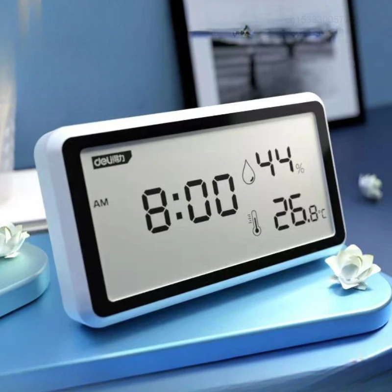 Youpin Deli Electronic Thermometer Hygrometer Weather Station High Precision Table Clock Function Mini Household Thermometers