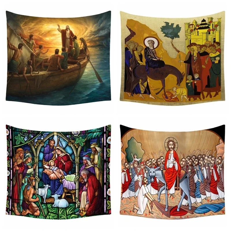 Jesus Calms Tempest En Jerusalem Christmas Nativity Stained Glass Happy Palm Sunday Orthodox Tapestry By Ho Me Lili Home Decor