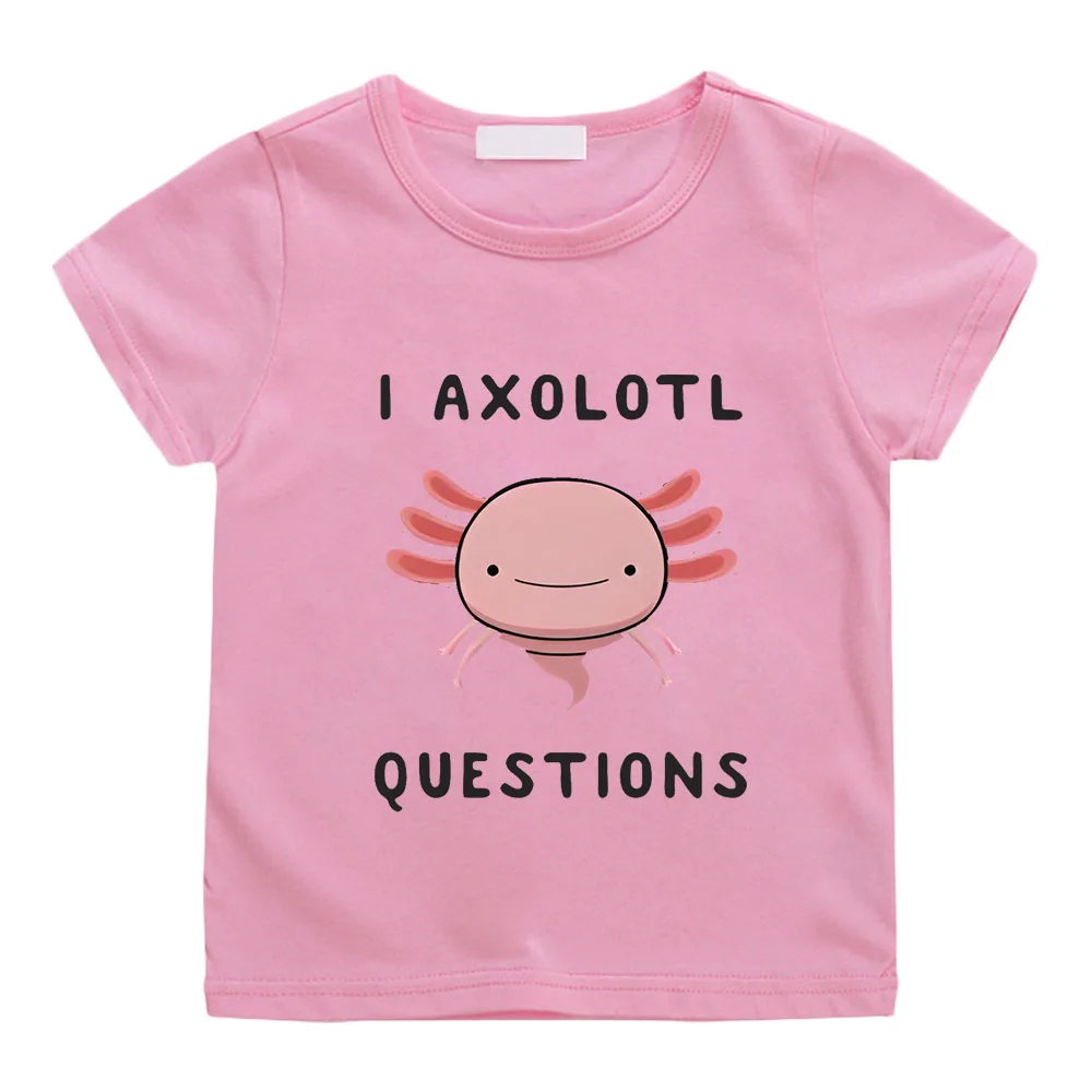 Axolotl Questions Cute Kawaii Drawing Unisex T Shirt Lets Eat Kids Punctuation Saves Lives Girls Tee Tops Rooster Cock T-shirts