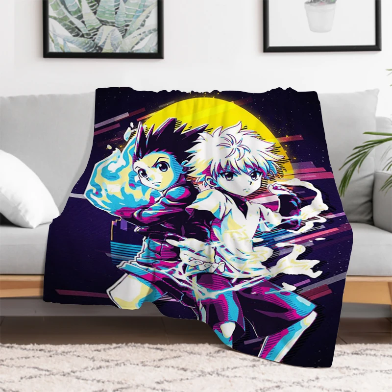 Hunter X Hunte Anime Throw Microfiber Bedding Knitted Blanket Fluffy Bed Blankets for Decorative Sofa Knee Fleece Soft Nap Thick