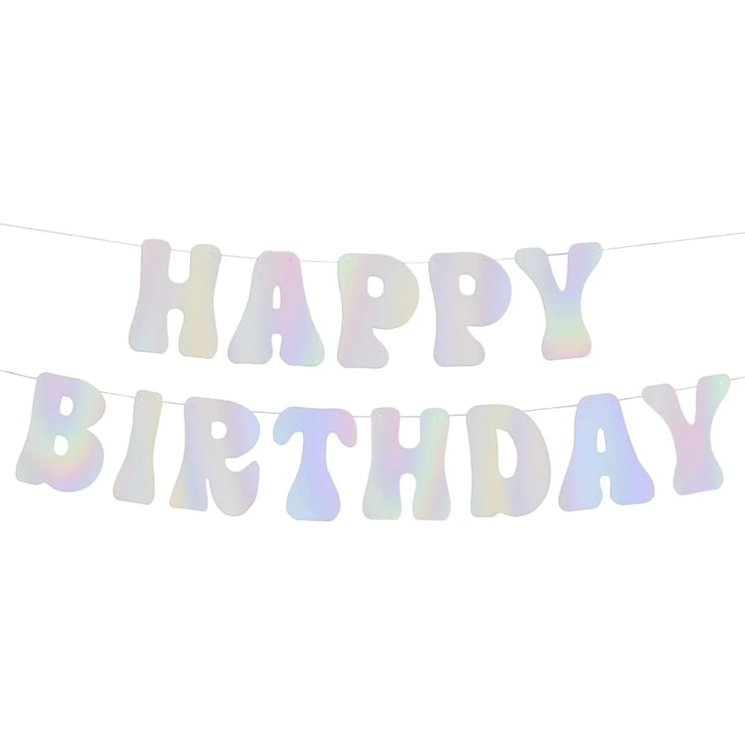 ,  Iridescent Happy Birthday Foil Banner - 5 Ft. | Bday Party Decorations, 70s Cool Birthday Decor, Sweet 16, 21st