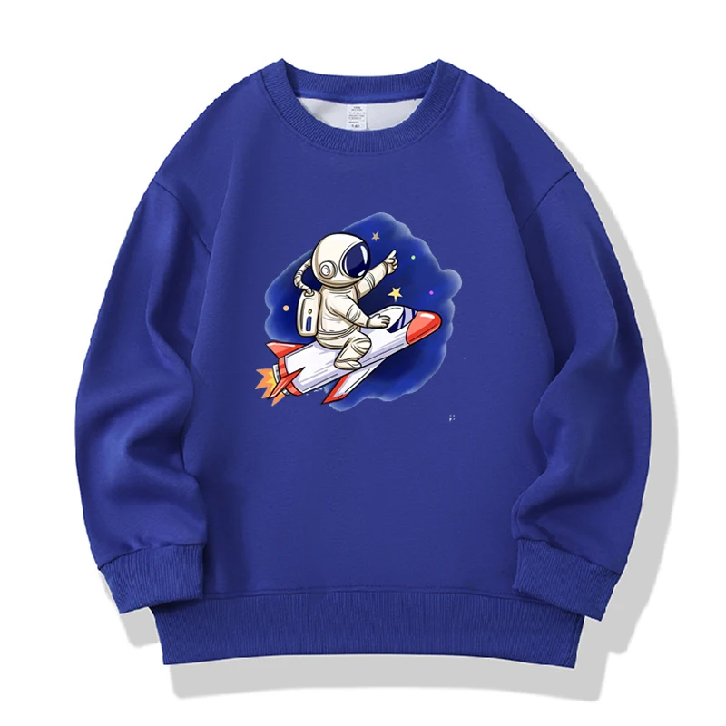 New Autumn Boys Outfits Cartoon Astronaut Sweatshirts Casual Long Sleeve Cool Tops Children Birthday Clothes Teen 6 8 10 12 Year