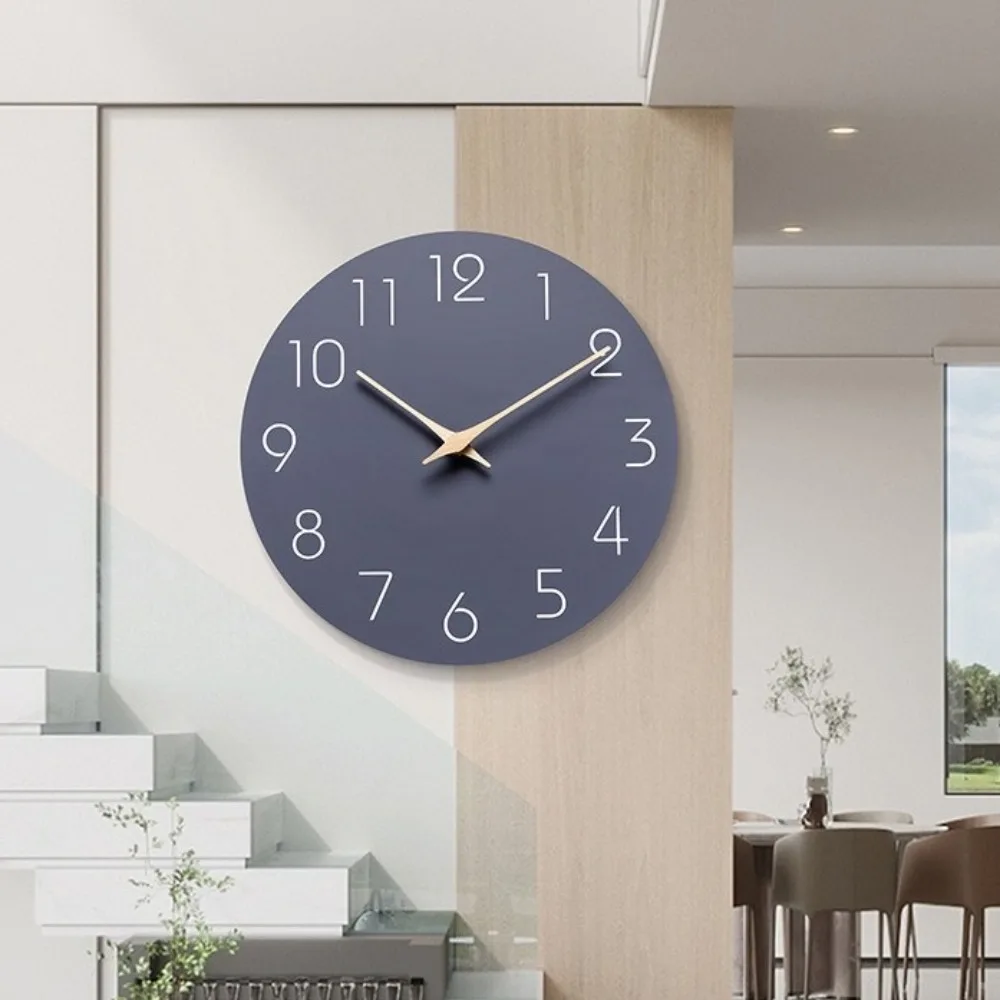 

10 Inch Minimalist Style Wall Decorative Round Clock Non Ticking Digital Clock Round Hanging Silent Clock Bedroom