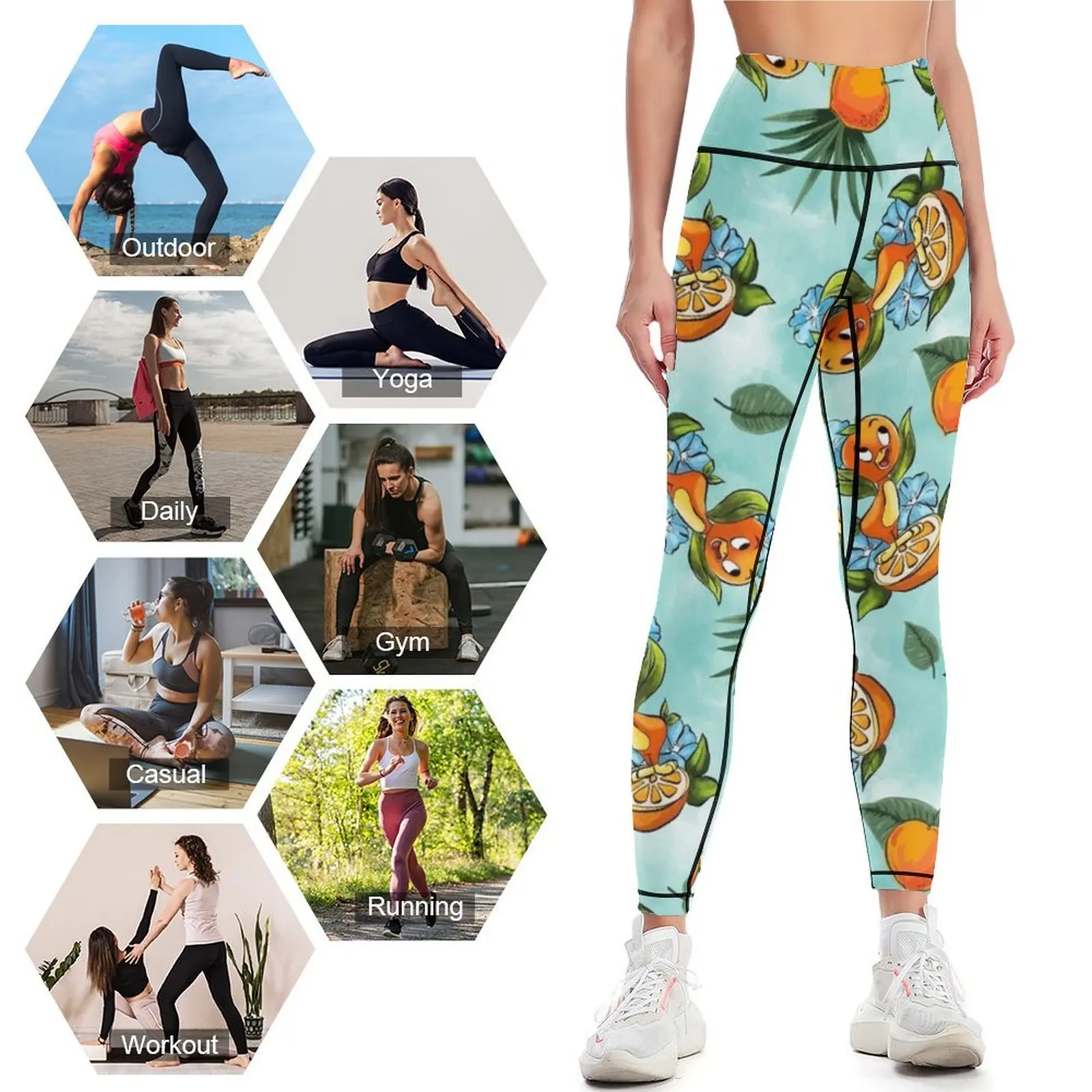 Little Orange Bird (Blue Background) Leggings sporty woman push up gym pants Womens Leggings