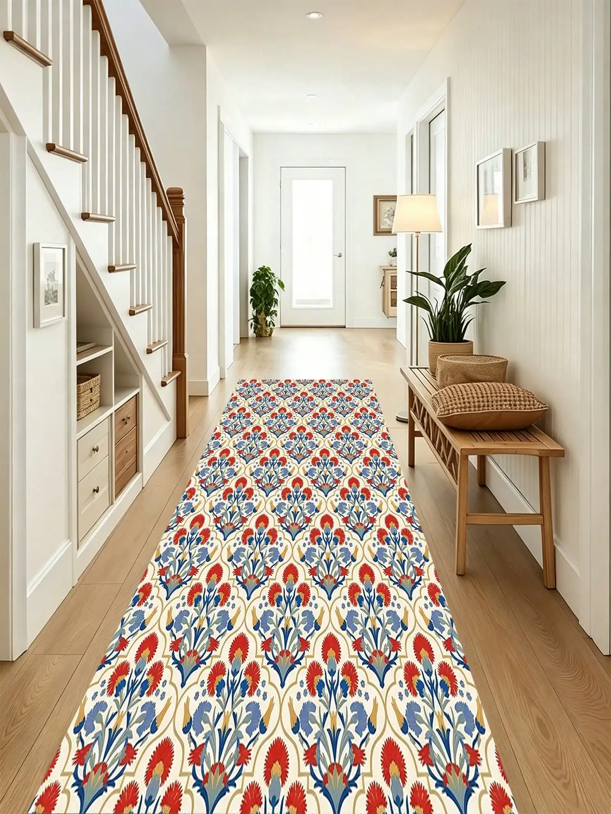 Vintage Mixed Color Floral Pattern  Runner Rugs Aisle Runners Long Carpet Featuring Water Absorption  Anti-Slip Properties Suitable Restaurants Kitchens Bedrooms Laundry Room Corridors Christmas  Halloween Wedding  Birthday Decoration Floor Mat