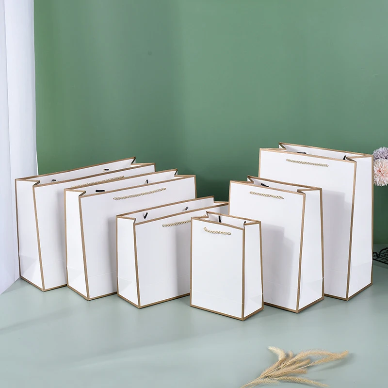 10 قطعة شعار مخصص هدية كيس تغليف من الورق كرافت التعبئة والتغليف التخصيص الأعمال التسوق الملابس حزمة أكياس الزفاف