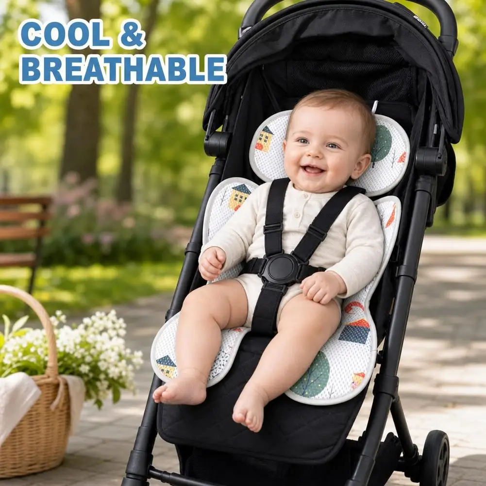 Baby Stroller Seat Cushion Double Sided Thick Warm Infant Car Cart Mat Pad Universal Breathable Pram Pushchair Accessories - view 4