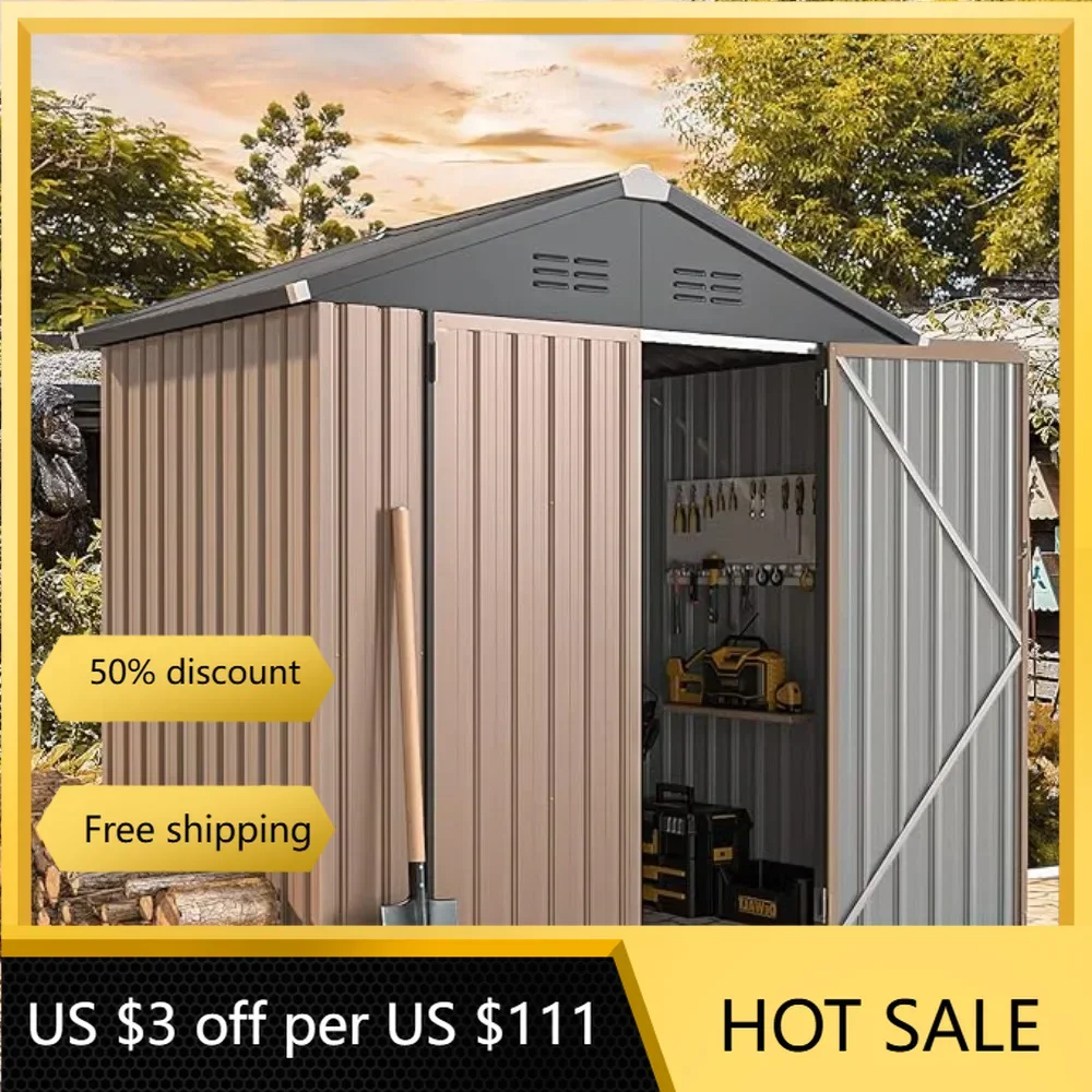 

6' X 4' Storage Shed Metal Sheds & Outdoor Storage Clearance Utility and Tool Garden Shed With Lockable Doors for Backyard Patio