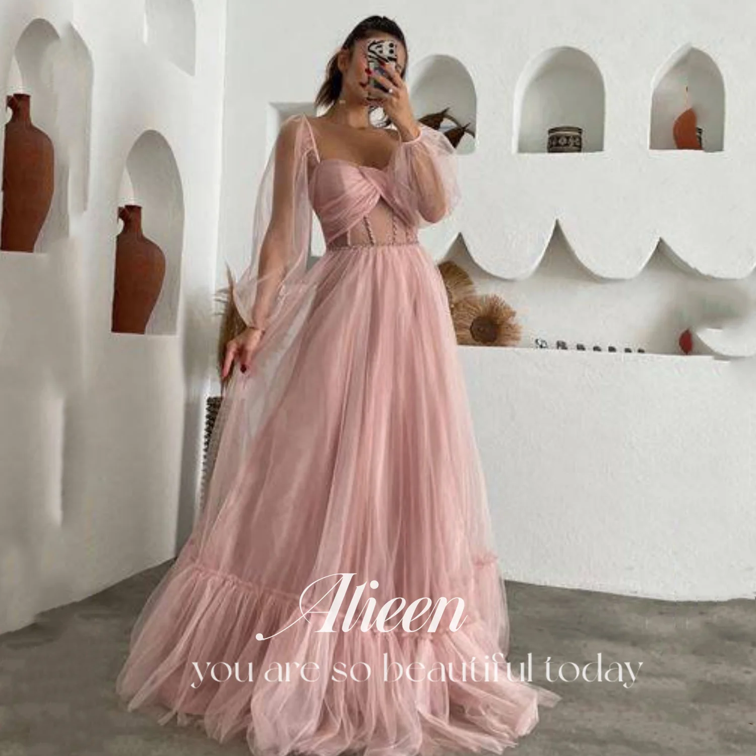 Ailee Suitable Dresses on Request Mesh New Evening Dresses 2023 Party Dress for Wedding Party Dress Women Elegant Luxury Robe