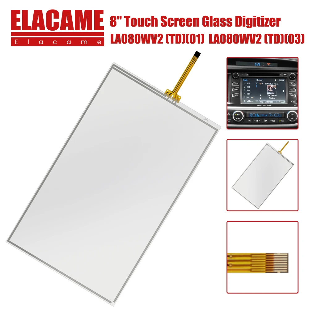 For 2014-2019 Toyota Highlander Radio 8''INCH Touch Screen Glass Digitizer Panel Car Multimedia Player Monitor Parts