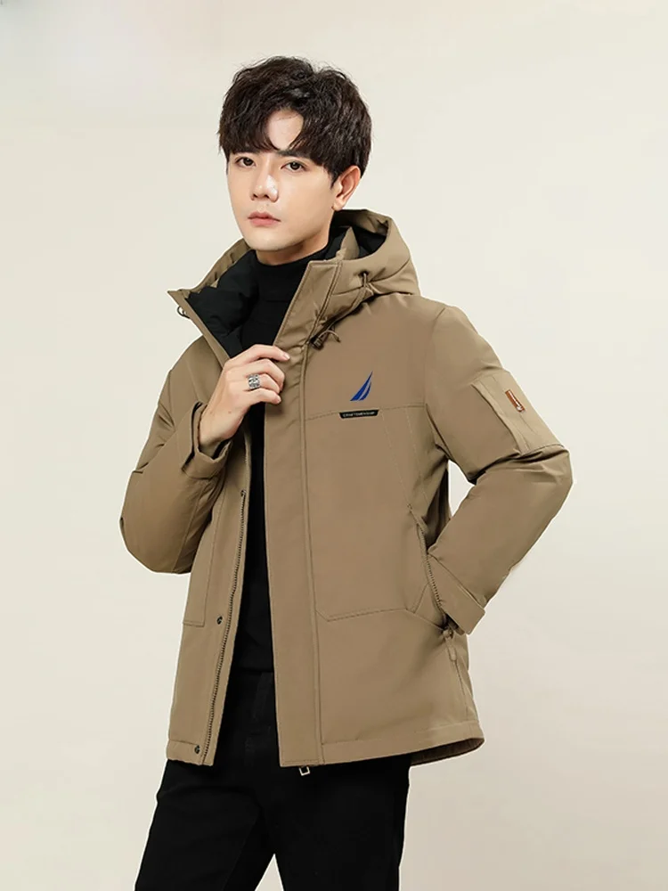 

Nautica Men's Winter Puffer Jacket 90% down Hooded Thickened Windproof Cold-resistant Outdoor Casual Fashion Zipper Closure