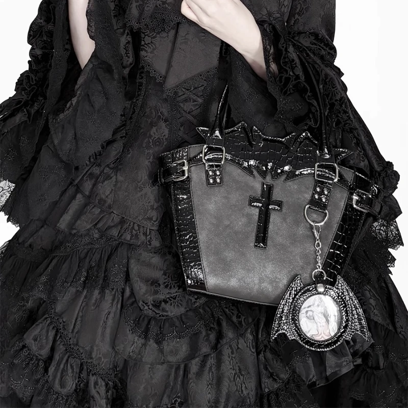 هالوين كرنفال كوس حقيبة يد سوداء ثقافة فرعية الإنتاج الضخم لوليتا أجنحة الخفافيش الحلو كول حمل حقيبة Harajuku Y2K حقيبة كروسبودي