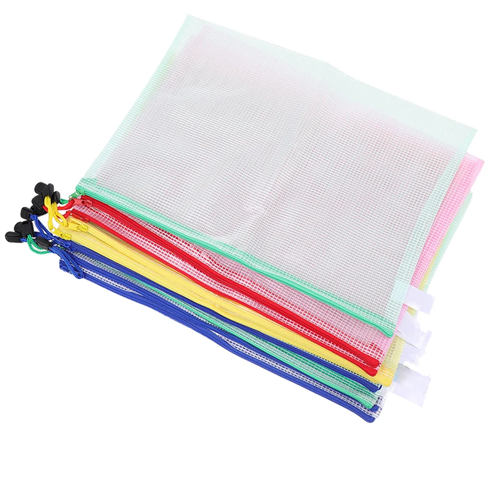 20 Pcs Transparent Pvc Mesh Waterproof Zipper Bag A5 File Storage Test Paper Document 20pcs Bags for Office Small Pouches