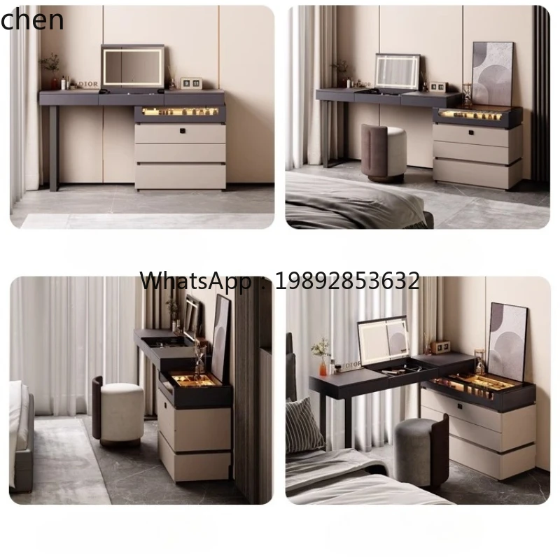 Dressing Table and Chest of Drawers Integrated Bedroom Corner Makeup Table with Fingerprint Lock