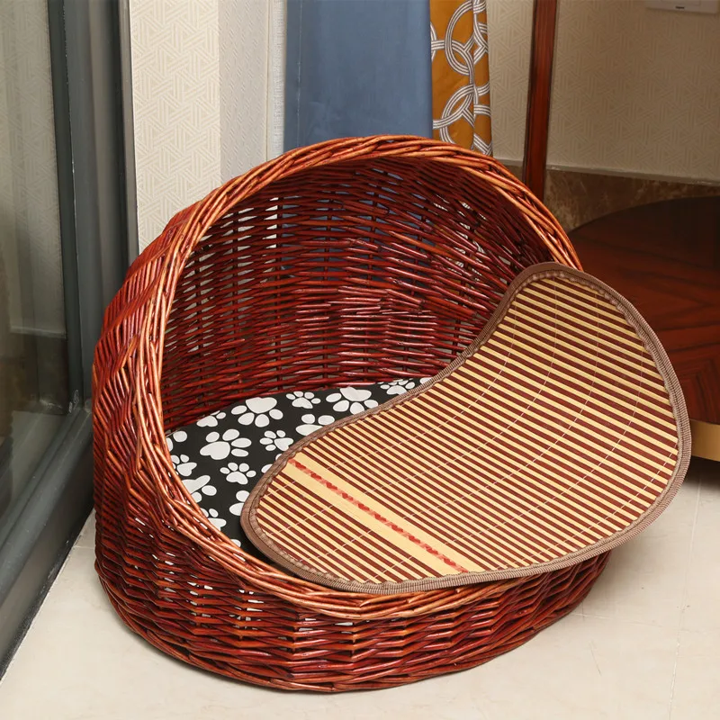 Double layer cat litter rattan weaving all-season universal summer mattress topper,  closed cat house, cat cage cool nest