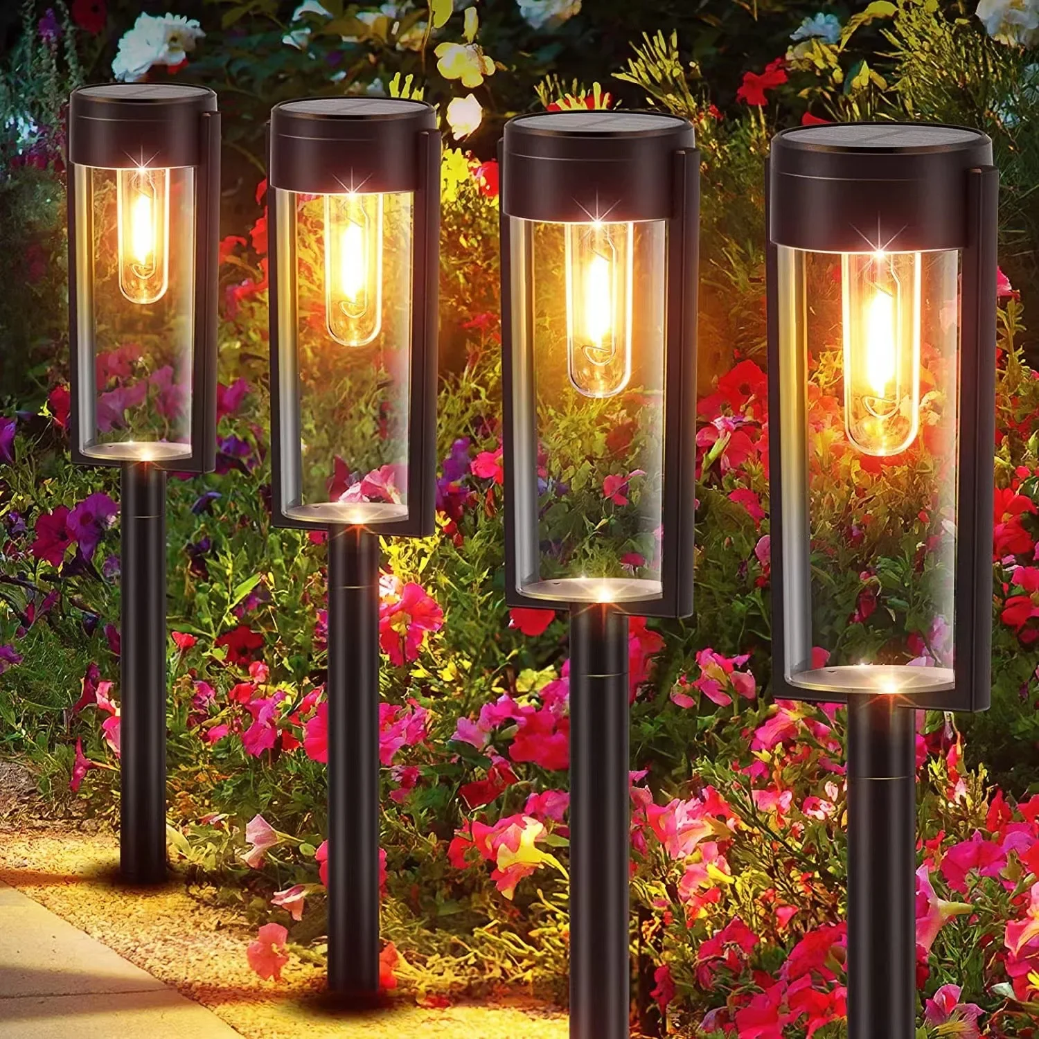 Led Solar Light com Bulbo de Filamento de Tungstênio Outdoor Pathway Lights Waterproof Path Lighting Walkway Lighting Landscape Yard e Lawn Driveway