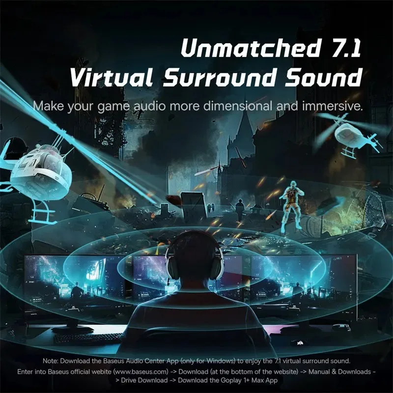 Baseus GoPlay 1 Max Gaming Wired Headphones 7.1 Virtual Surround Earphone Gamer Headset 3.5mm & USB-A Plug Detachabie Microphone