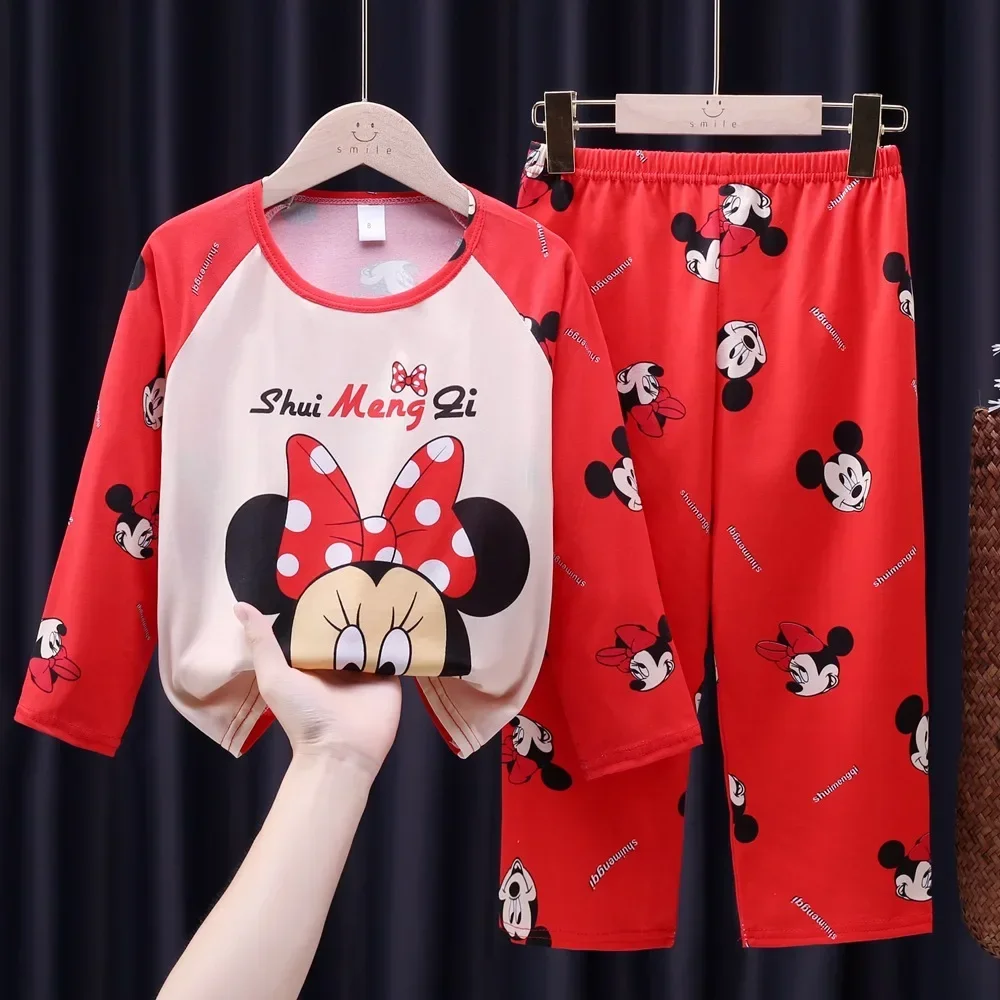 Disney Stitch Mickey Girls pigiama set adolescenti Sleepwear bambini pigiama Homewear primavera autunno pigiama regali di natale