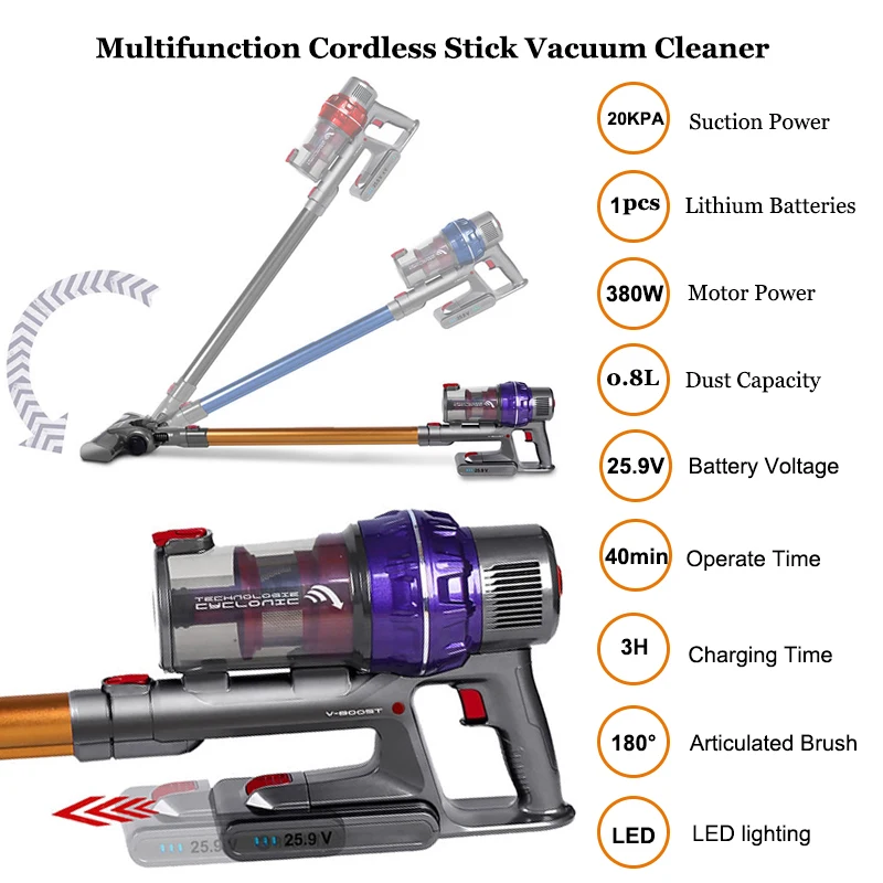 Home Floor Cordless Smart Vacuum Cleaner Handheld For Hardwood Floor Carpet/Pet Hair