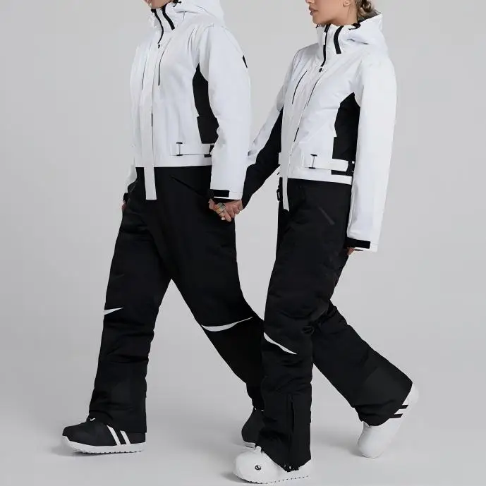 Unisex 100% Polyester Snowboard Skiing Waterproof Breathable Windproof One-Piece Snowboard and Ski Suit Women Men