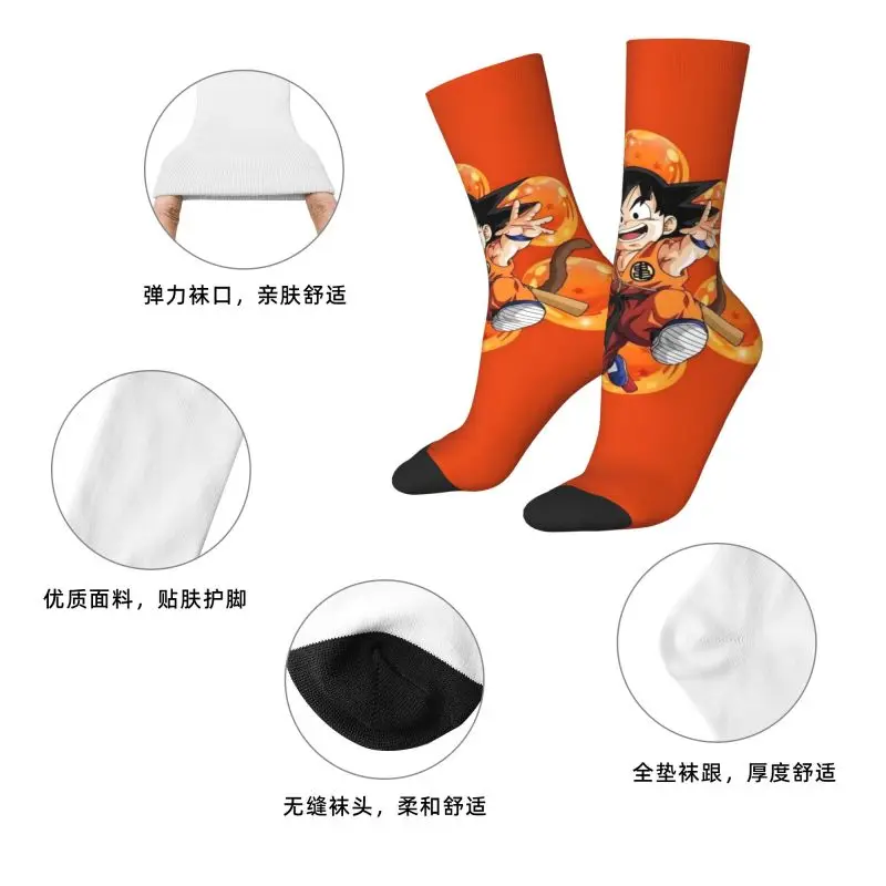 Custom Goku Anime Dress Socks for Men Women Warm Fashion Cute Cartoon Crew Socks