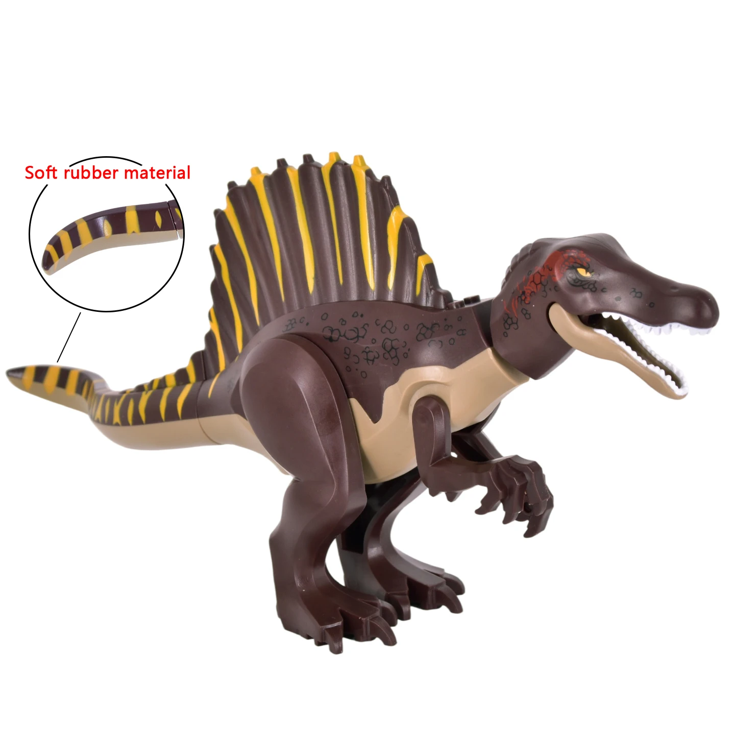 DIY Jurassic Dinosaur Spinosaurus Realistic Design Soft Rubber Material Building Bolcks Bricks Dinosauios figures Toy - view 6