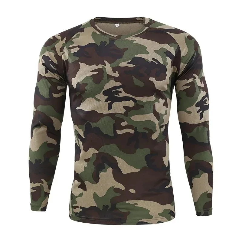 Herren Langarm-T-Shirt mit 3D-Druck, Bionische Tarnung, Jagd-Oberteil, Atmungsaktiv, Feuchtigkeitsableitend, Schnelltrocknend für Outdoor-Sportarten