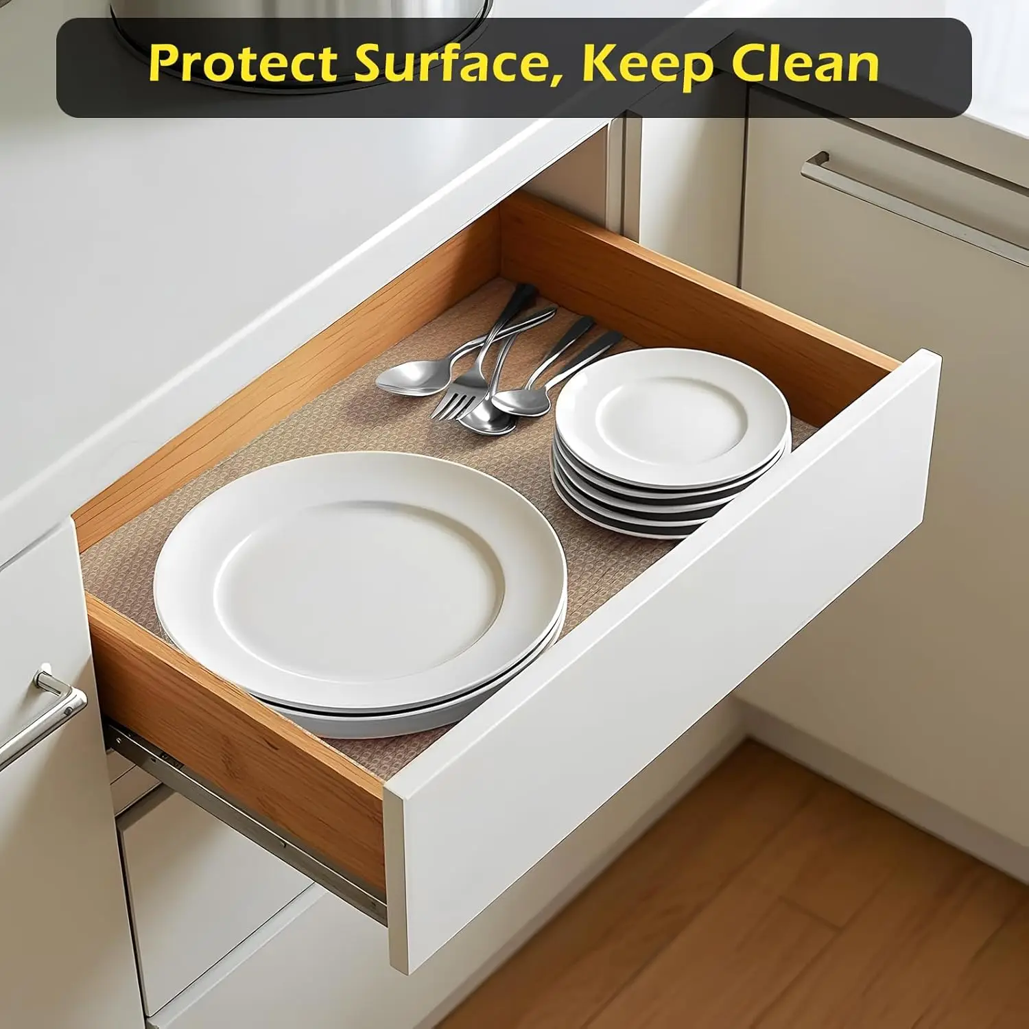 Picture 3: Non-Slip Easy Clean Kitchen Cabinet Liner Waterproof Mat Cupboard Liner Waterproof Clear Kitchen Drawer Shelf Liner