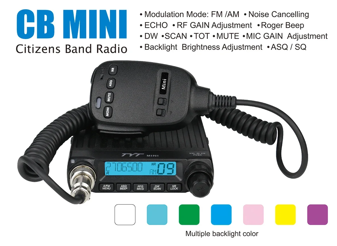 CB Mini AM/FM Radio Noise Cancellation Citizens Band Radio 4+W 27MHz Walkie Talkie