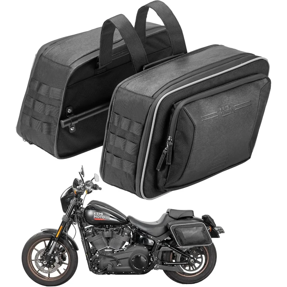 

motorcycle saddlebags expandable 22-30l (11-15lx2) with quick-release brackets pu leather handbag waterproof with rain cover co