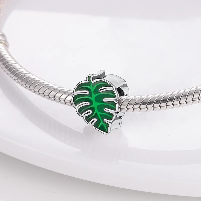 Silver Plated Green Series Tree Cactus Avocado Pendant DIY Charm Beads Fit Original Pandora Charms Bracelet Women Jewelry