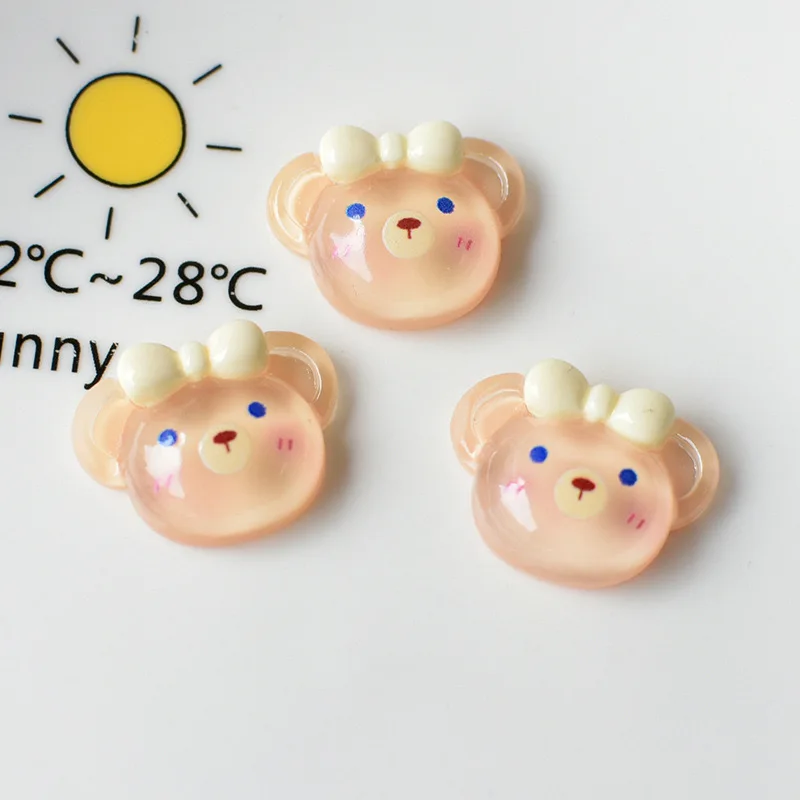 10 stuks nieuwe leuke cartoon schattige transparante konijn kleine beer hars plakboek diy sieraden kinderen cadeau haarspeld accessoires a59
