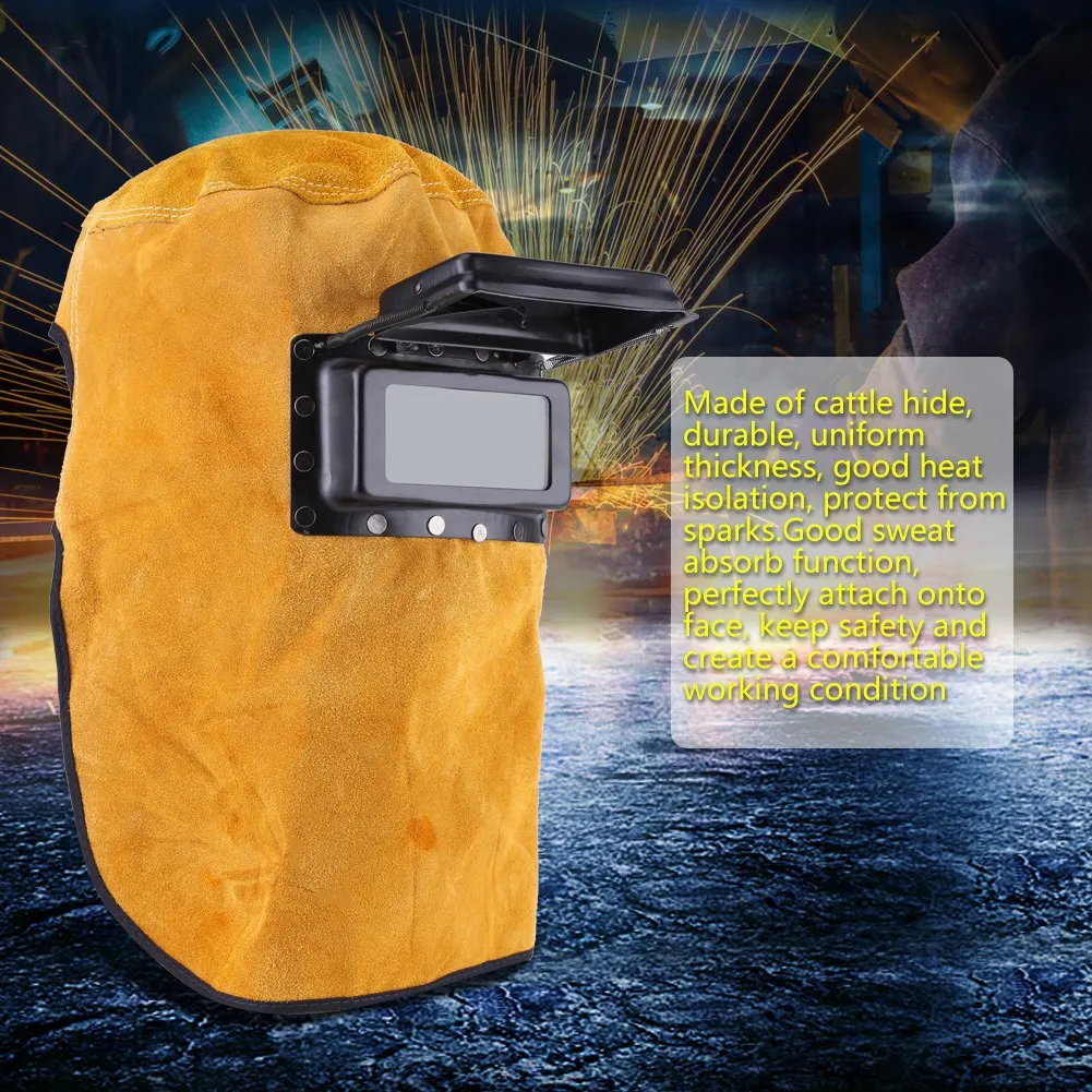 Good Quality Heat Resistant Breathable Welding Helmet  Mask with Lens Leather Welding  Mask Welder Mask