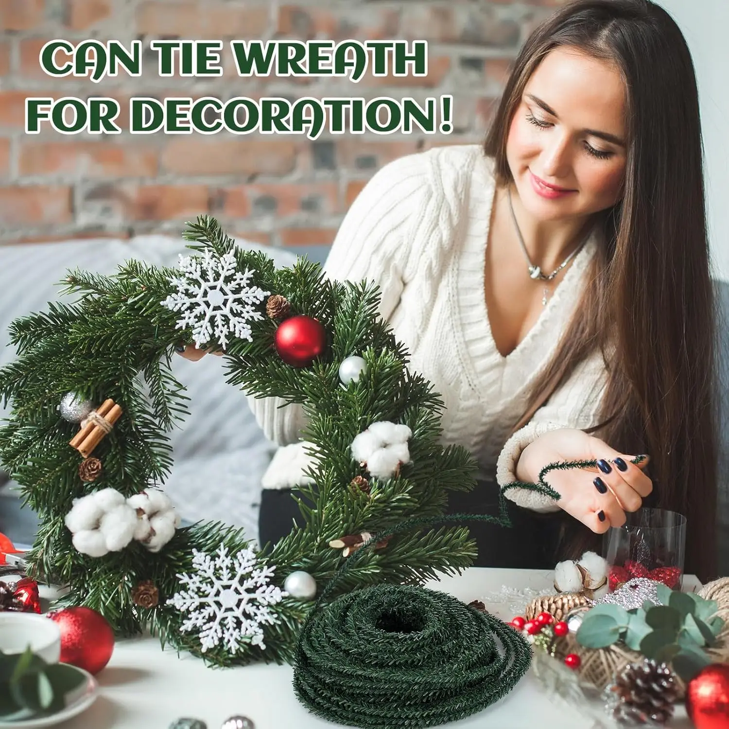 

Xmas Tree Hanging Pendent Ornaments Wedding Party Home Decoration Wholesale Christmas Tinsel Ribbons Garland Green Cane Wreath