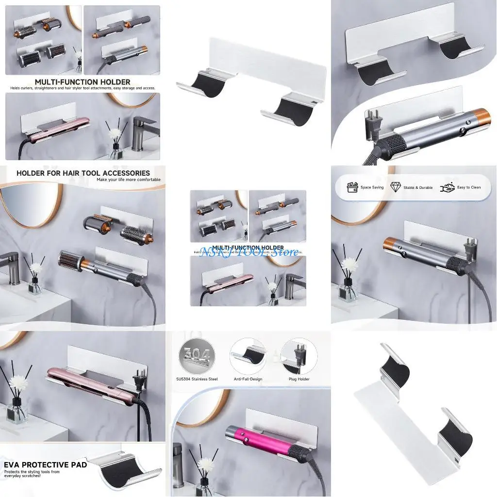 

L8RC Space Saving Hair Dryer Mount Adjustable Angles Hair Dryer Rack for Bathroom Use