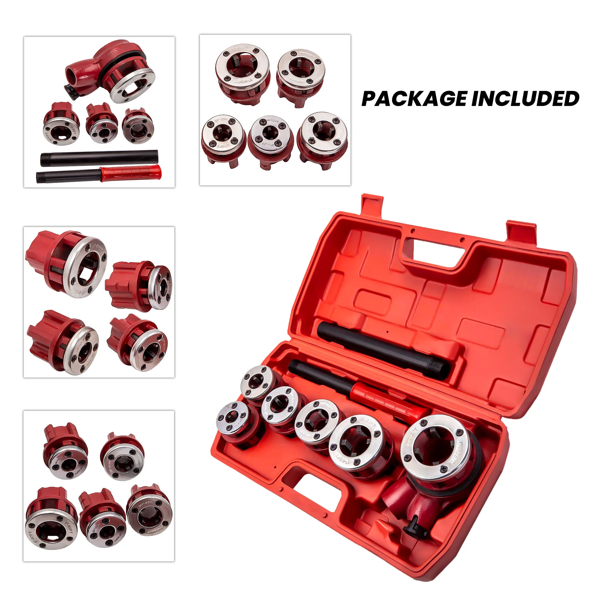 

UNIVERSAL Ratchet Pipe Threader Kit Manual Plumber Pipe Threading Tool Set Portable