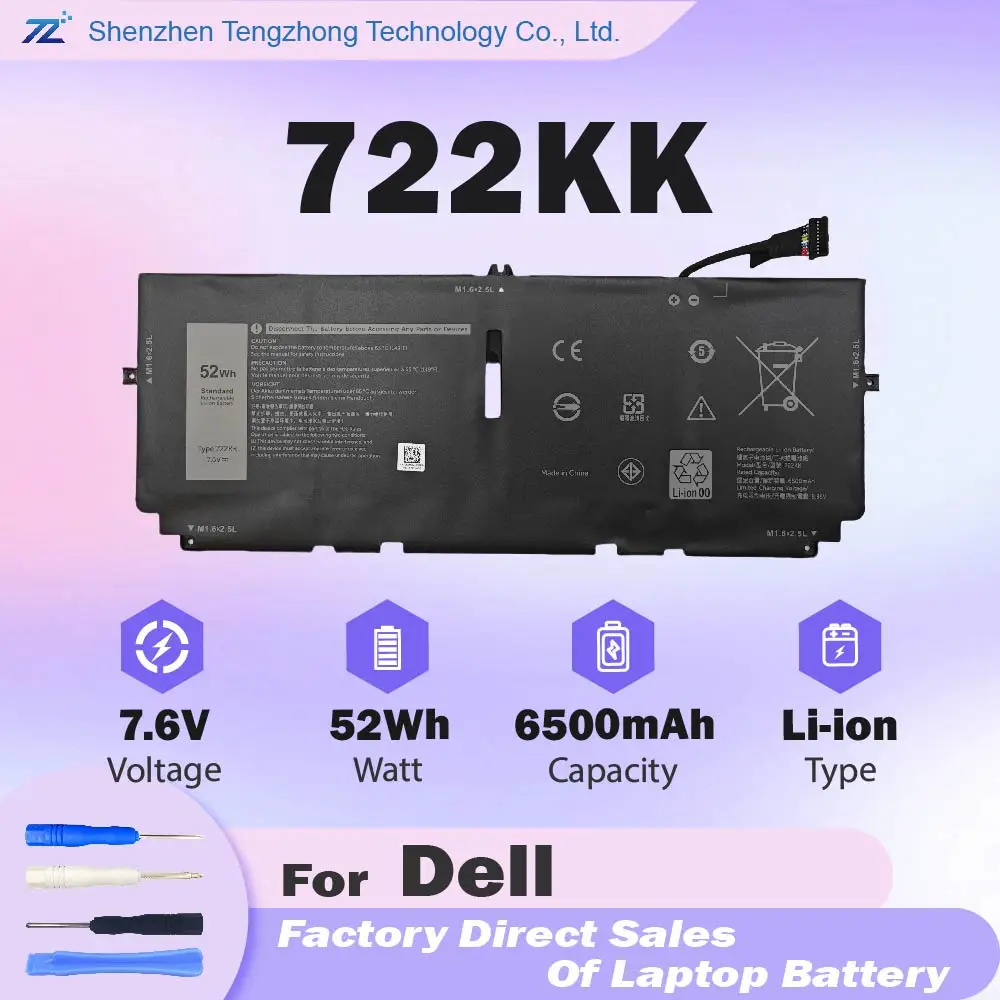 722KK 52Wh Laptop Battery for Dell XPS 13 9300 9310 9380, Replaces P117G Series, 2XXFW, FP86V